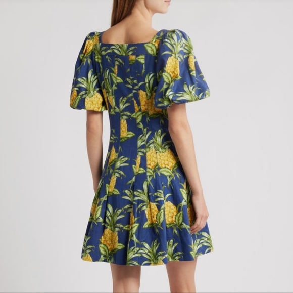 FARM Rio Navy Pineapple Print Dress Summer Mini Floral - Picture 2 of 5